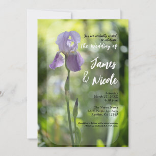 Lila Schwertlilie-Blume Grüne Hochzeit im Frühling Einladung