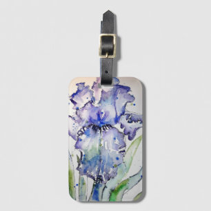 Lila Schwertlilie-Blumen-Aquarell-Gepäckanhänger Gepäckanhänger