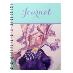 Lila Schwertlilie-Blumen-Aquarell-Notizbuch Notizblock