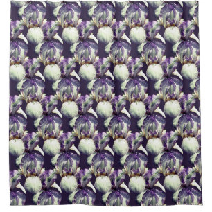 Lila Schwertlilien-Blumen Naturmuster Duschvorhang