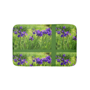 Lila Schwertlilien Botanische Blumenkunst Badematt Badematte