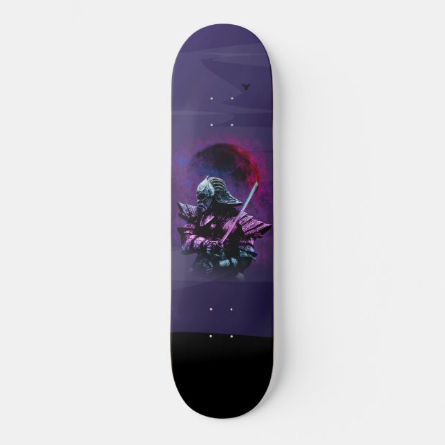 Lila Schwerttreue des japanischen Bushido-Kriegers Skateboard (Vorderseite)