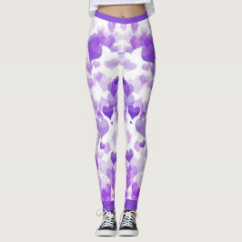 Lila schwimmende Herzen Leggings