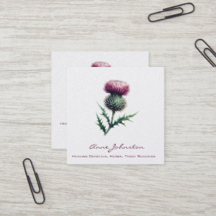 Lila Scottish Thistle Square Business Card Quadratische Visitenkarte