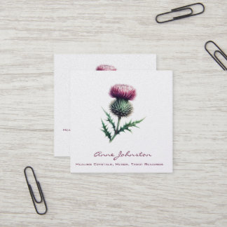 Lila Scottish Thistle Square Business Card Quadratische Visitenkarte