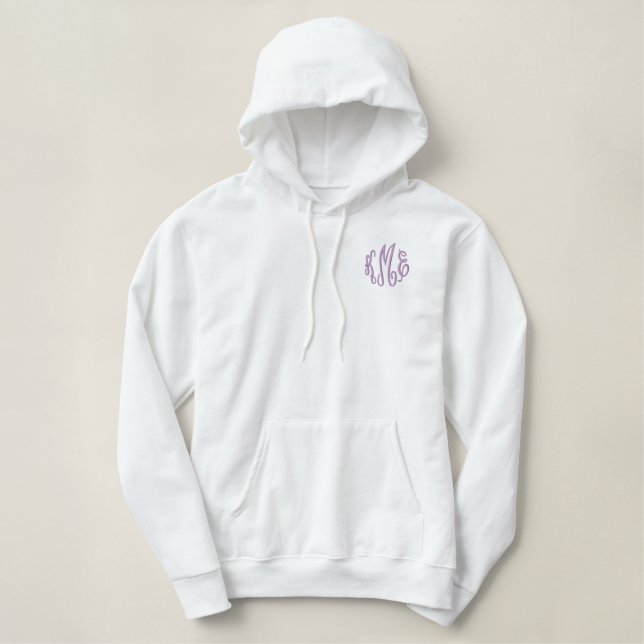 Lila Script bestickt Bestickter Hoodie (Design vorne)