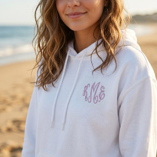Lila Script bestickt Bestickter Hoodie