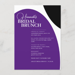 Lila Script Minimal Bridal Brunch Menü Menükarte