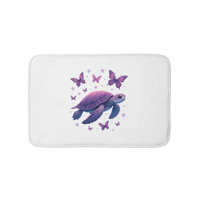 Lila - Sea Turtle Butterfly T - Shirt Badematte (Vorderseite)