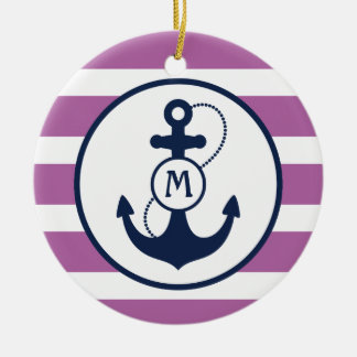 Lila Seeanker-Monogramm Keramikornament