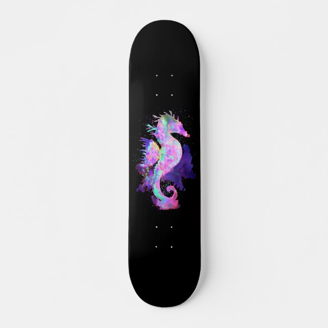 Lila Seepferd Skateboard (Vorne)