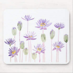 lila Seerose Aquarell horizontal Mousepad