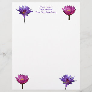 Lila Seerose Lotus Briefbogen
