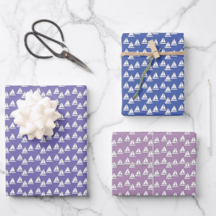 Lila Segelboote Geschenkpapier Set