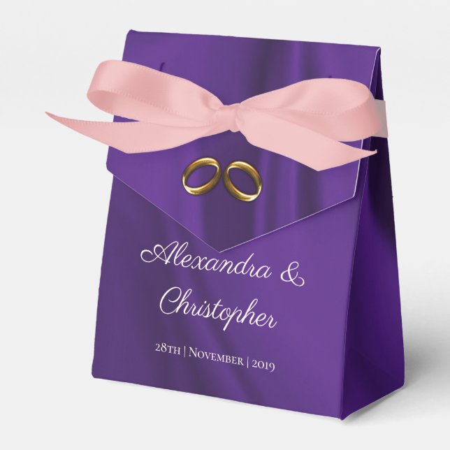 Lila Seidenhochzeit Geschenkschachtel (Vorderseite)
