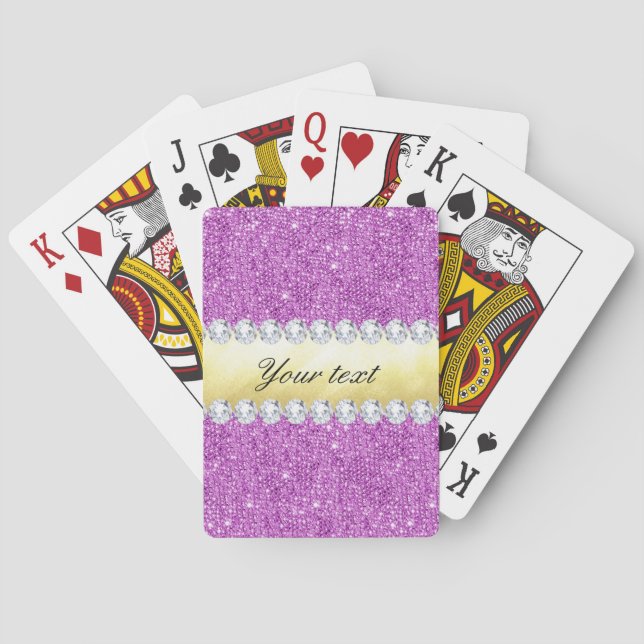 Lila Sequins-Goldfolie und -diamanten Spielkarten (Rückseite)