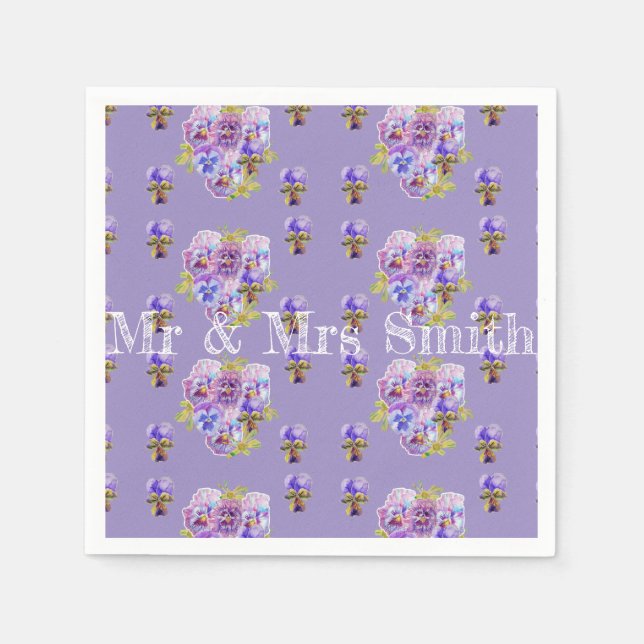 Lila Shabby Pansy Dekoration Serviette Napkins lil (Vorderseite)