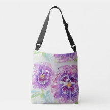 Lila Shabby Pansy Wasserfarbe Crossbody Bag Kunst