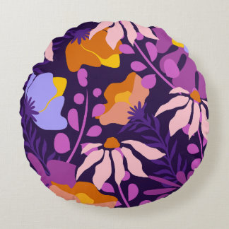 Lila Shade Moderne Blume Rundkissen Rundes Kissen