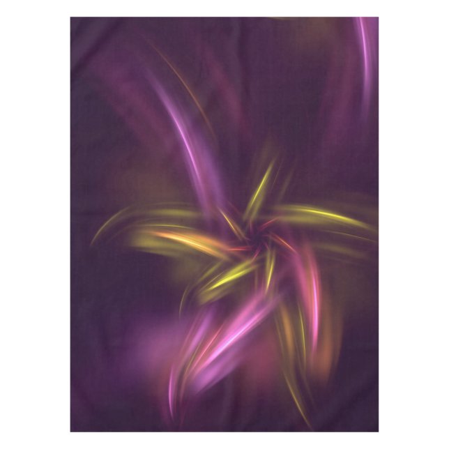 Lila Shades Abstrakt Blume Fantasie Tischdecke (Vorderseite)
