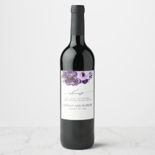 Lila Shades Romantische Blume Special Wedding Weinetikett