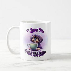 Lila Shih Tzu: Ich Liebe meine Pfoten und Kaffee Kaffeetasse