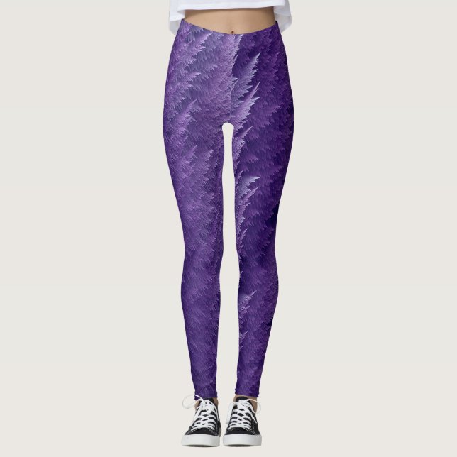 Lila Shimmer Feather Tartan Leggings (Vorderseite)
