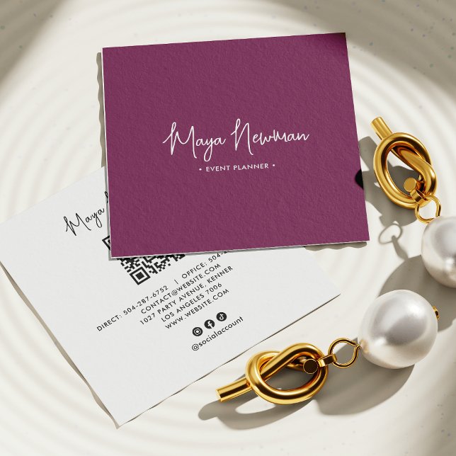 LILA SIGNATUR Moderner CHIC Minimaler QR-Code Quadratische Visitenkarte (Von Creator hochgeladen)