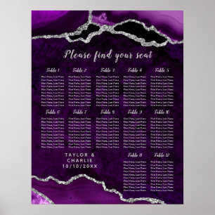 Lila Silber Achat Hochzeit Sitzordnung 12 Tische Poster