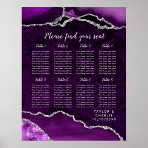Lila Silber Achat Hochzeit Sitzordnung 8 Tisch Poster