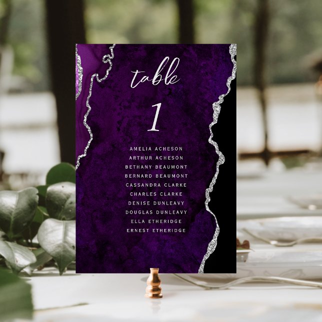 Lila Silber-Achat-Hochzeit Tischnummer (Von Creator hochgeladen)