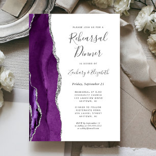 Lila Silber-Achat-Hochzeitsprobe-Dinner Einladung