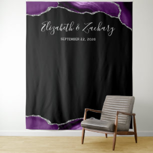 Lila Silber-Achat-Rahmen Dunkle Hochzeits-Photoboo Wandteppich