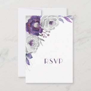 Lila Silber Floral mit Wahlmöglichkeit RSVP Karte