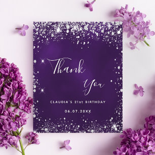 Lila Silber Glitter Glanz Danke Budget Flyer