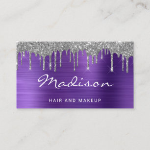 Lila Silber Glitter Haar und Make-up Visitenkarte