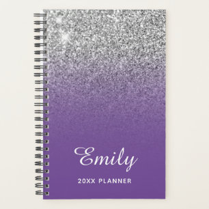 Lila Silber Glitter Ombre Personalisiert Planer