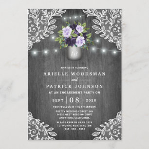 Lila Silber-Graublümchen-Rustikale-Engagement-Part Einladung
