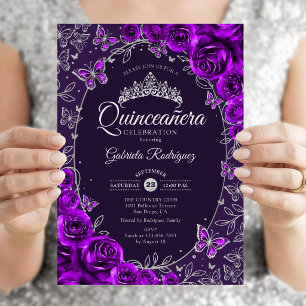 Lila Silber Quinceanera Einladung