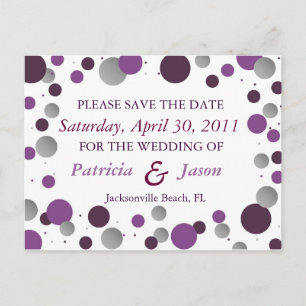 Lila & silber Save the Date Postkarte