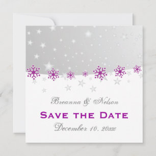 Lila Silber-Schneeflocke Hochzeit Sichern Sie das  Save The Date