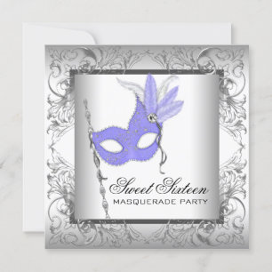 Lila Silber Sweet 16 Masquerade Party Einladung