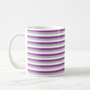 Lila, silber und weiß Streifen Kaffeetasse