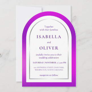 Lila-Silber-Verlaufsrahmen-Hochzeit Einladung