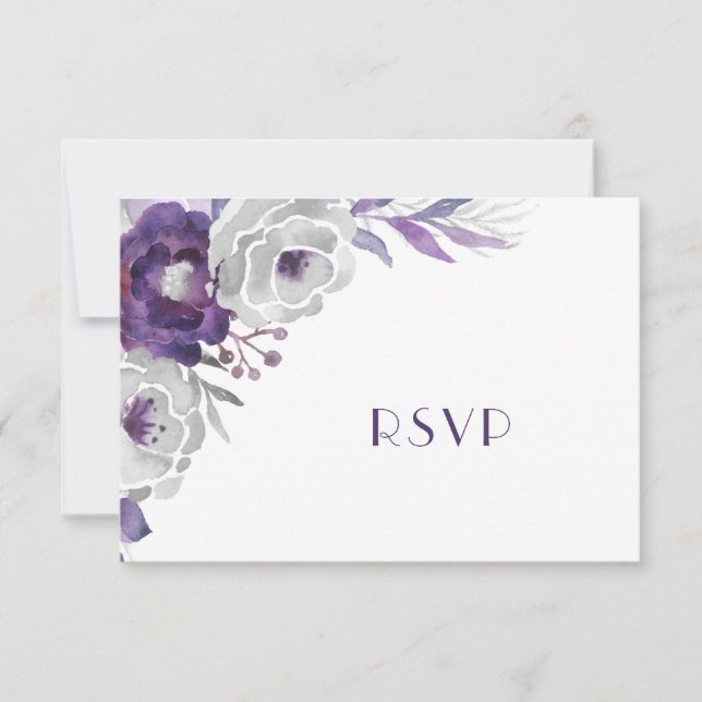 Lila Silberblume | Eintritt + geladene Gäste RSVP Karte (Vorderseite)