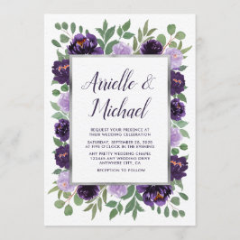 Lila Silberblume Eukalyptus-Hochzeit Einladung