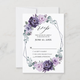 Lila Silberblume Geometrische Hochzeit RSVP Karte