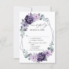 Lila Silberblume Geometrische Hochzeit RSVP Karte