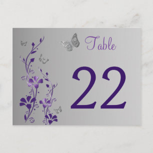 Lila Silberblume mit Schmetterlingsflora Tischnumm Postkarte