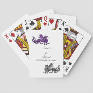 Lila Silberdrachen-Hochzeitskarten Spielkarten